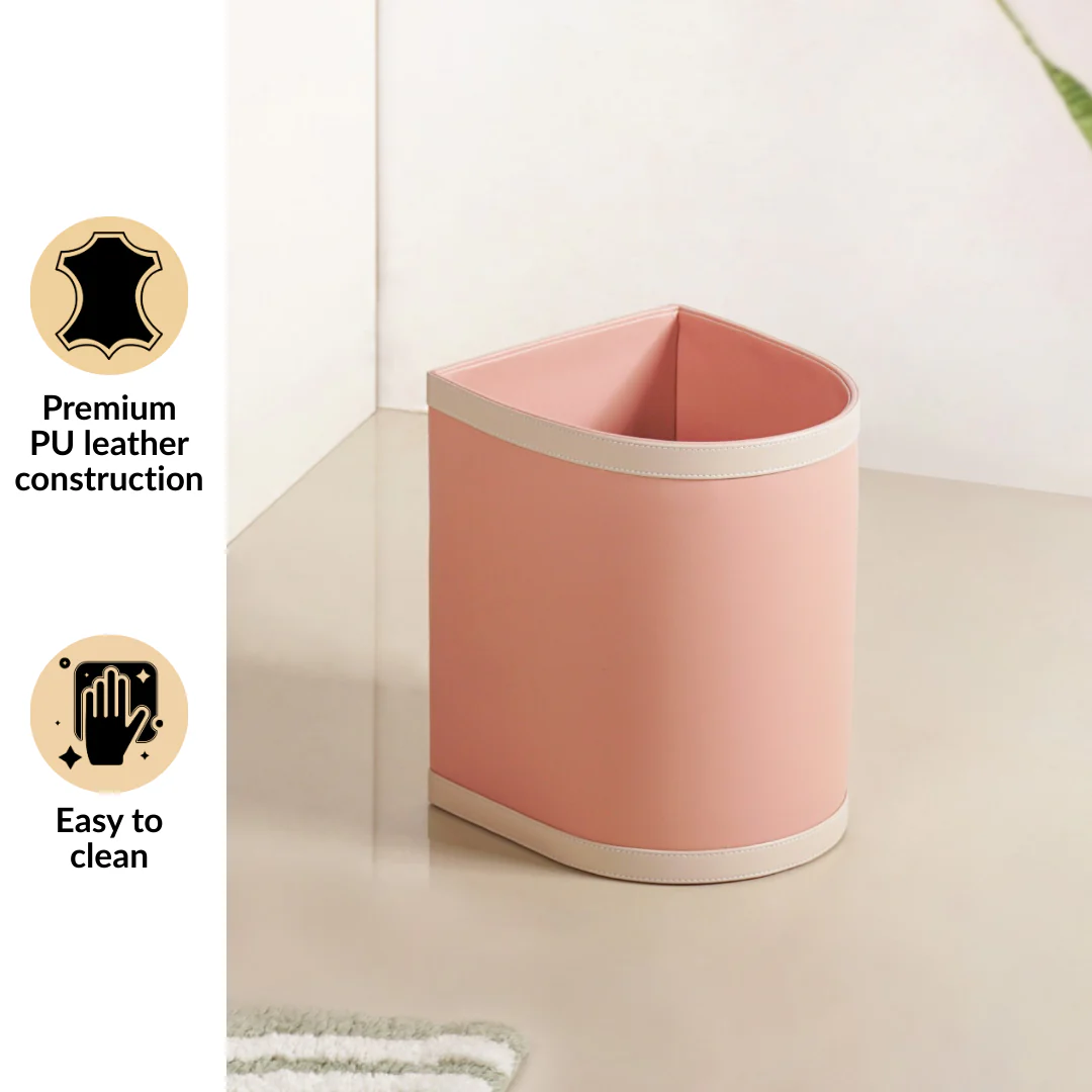 Bin There Faux Leather Dustbin For Home Pink - Image 5