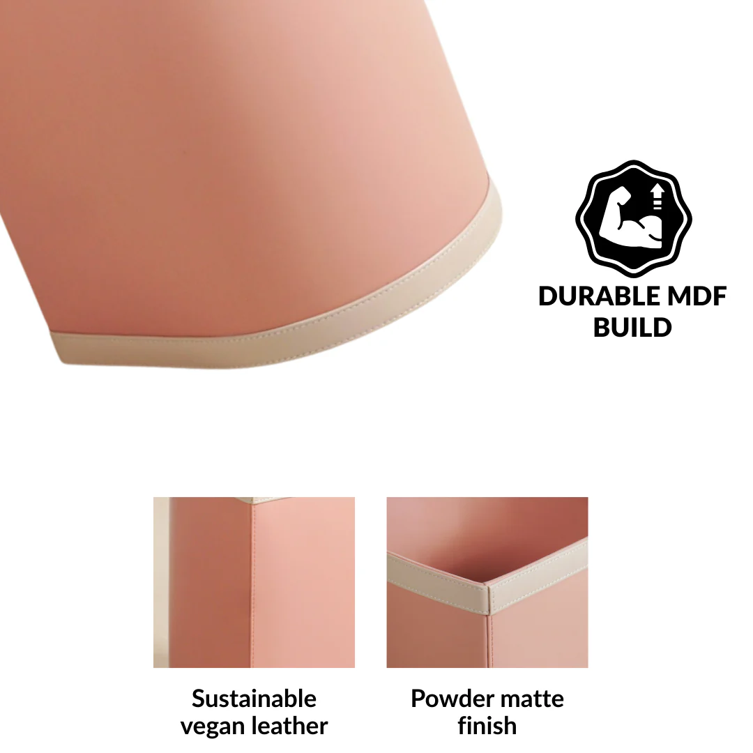 Bin There Faux Leather Dustbin For Home Pink - Image 6
