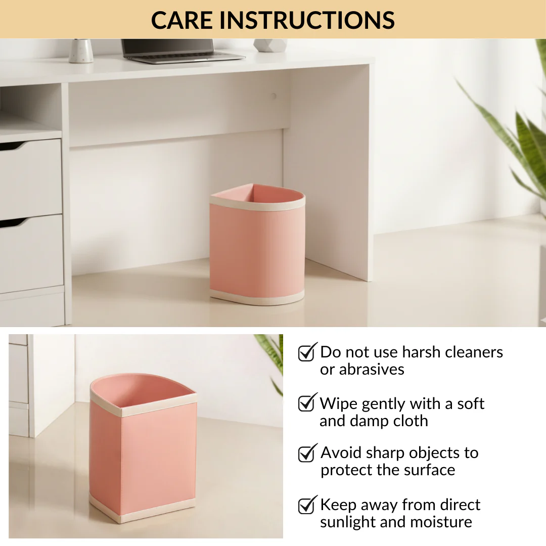 Bin There Faux Leather Dustbin For Home Pink - Image 8