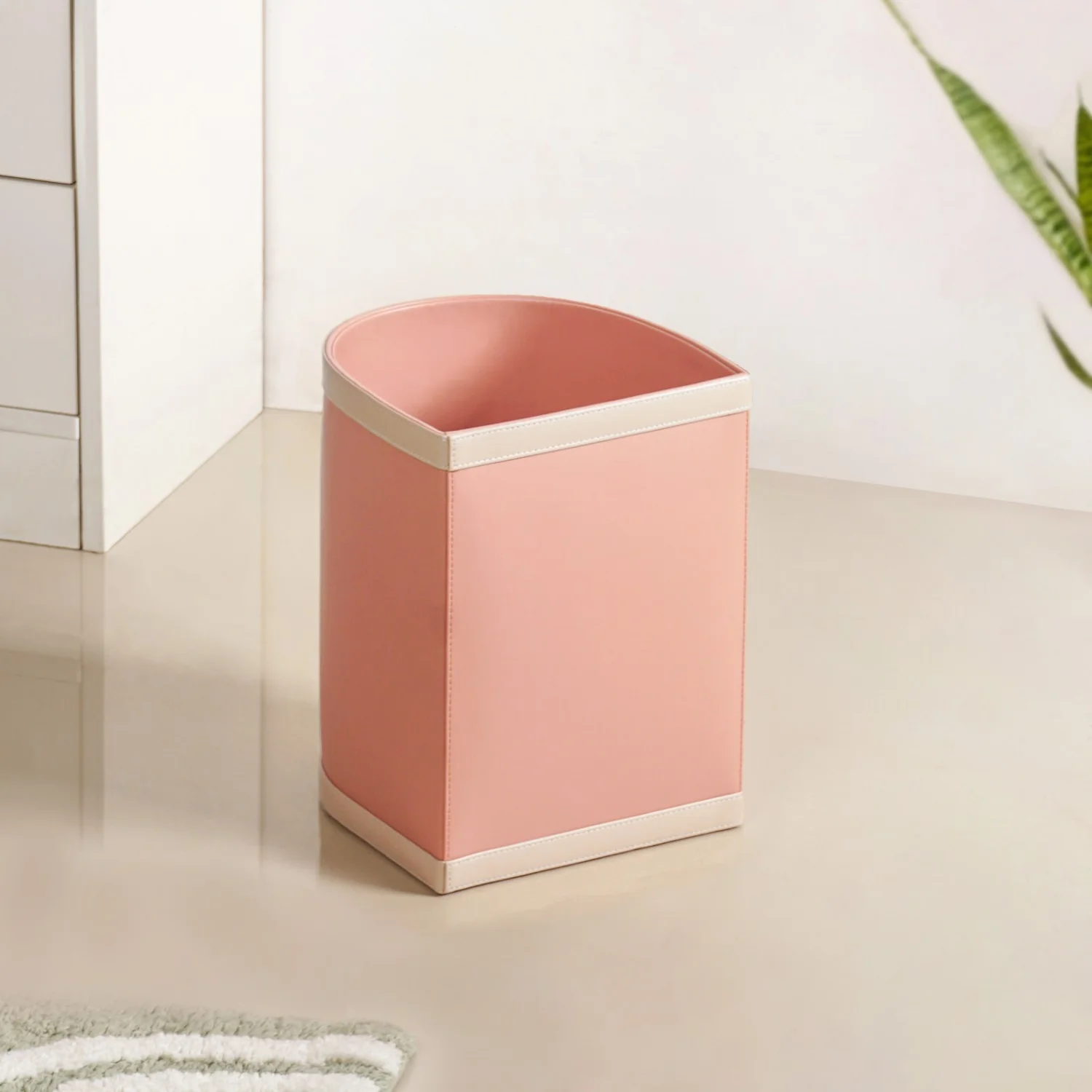 Bin There Faux Leather Dustbin For Home Pink - Image 9