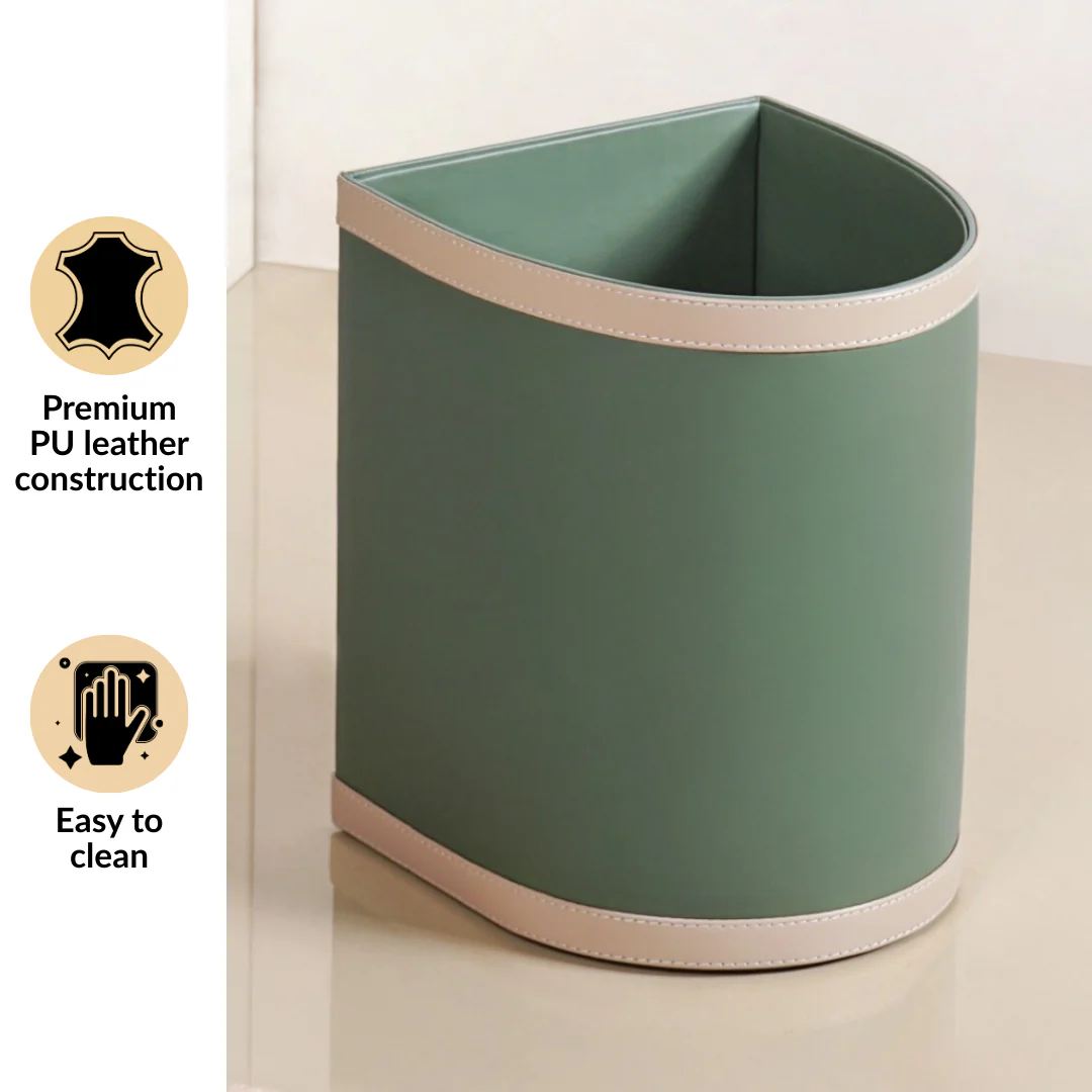 Bin There Faux Leather Dustbin Sage Green - Image 3