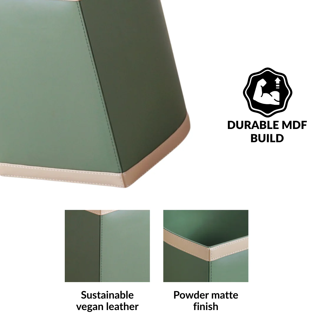 Bin There Faux Leather Dustbin Sage Green - Image 5