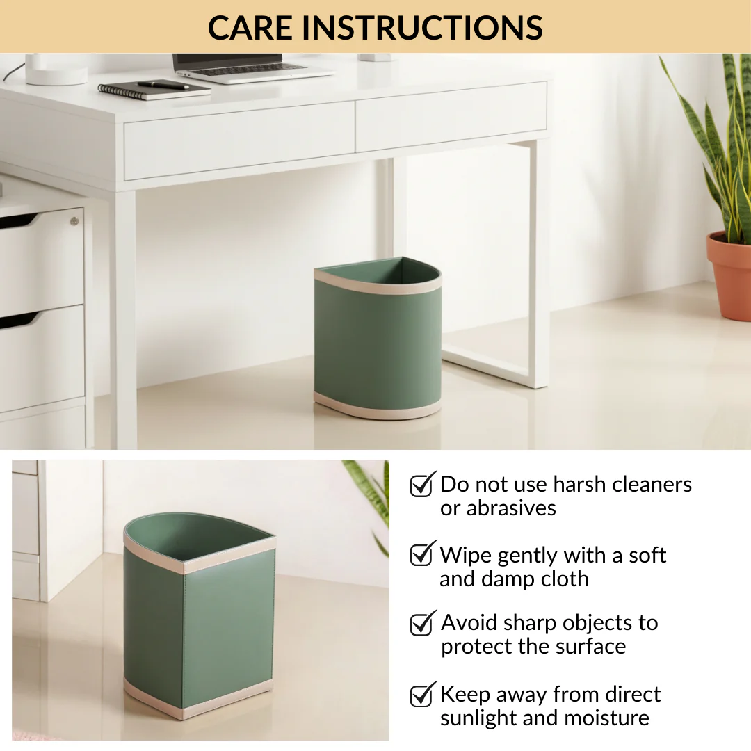Bin There Faux Leather Dustbin Sage Green - Image 8