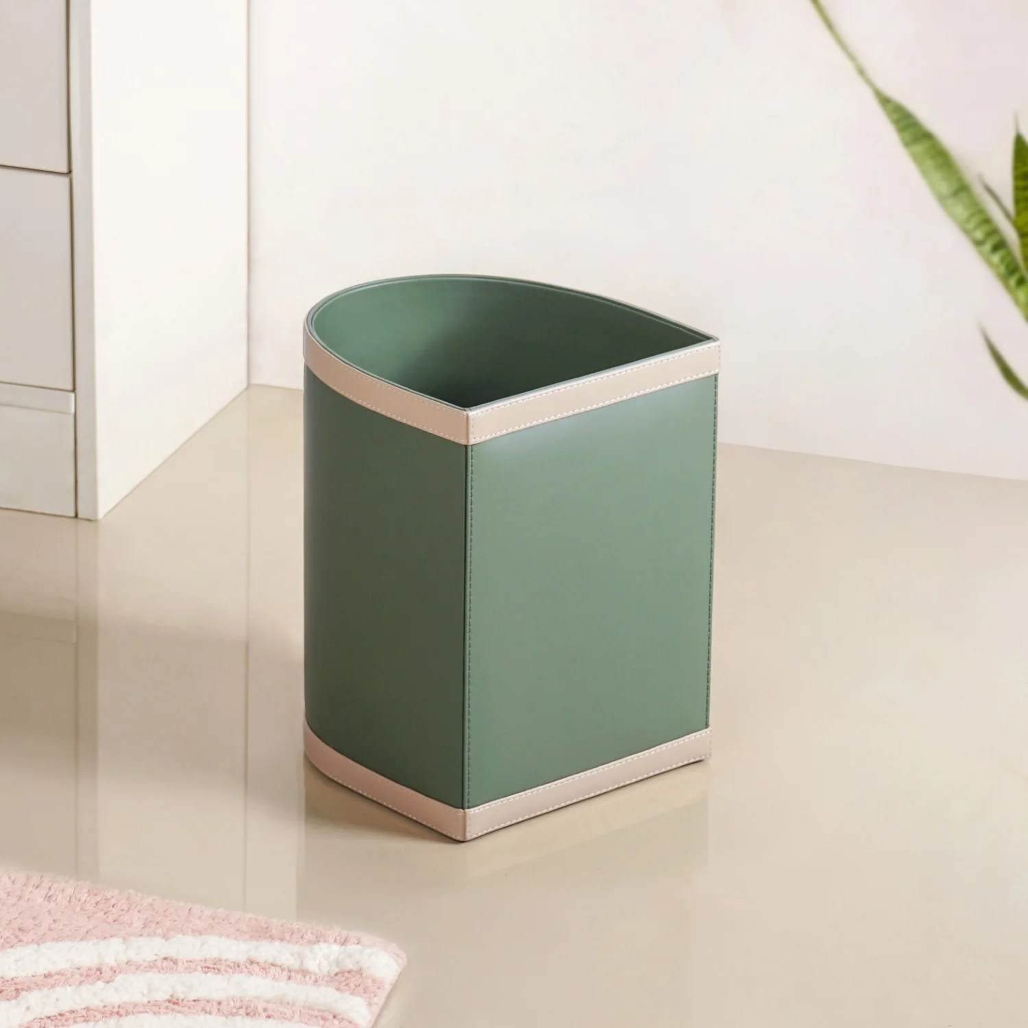 Bin There Faux Leather Dustbin Sage Green - Image 9