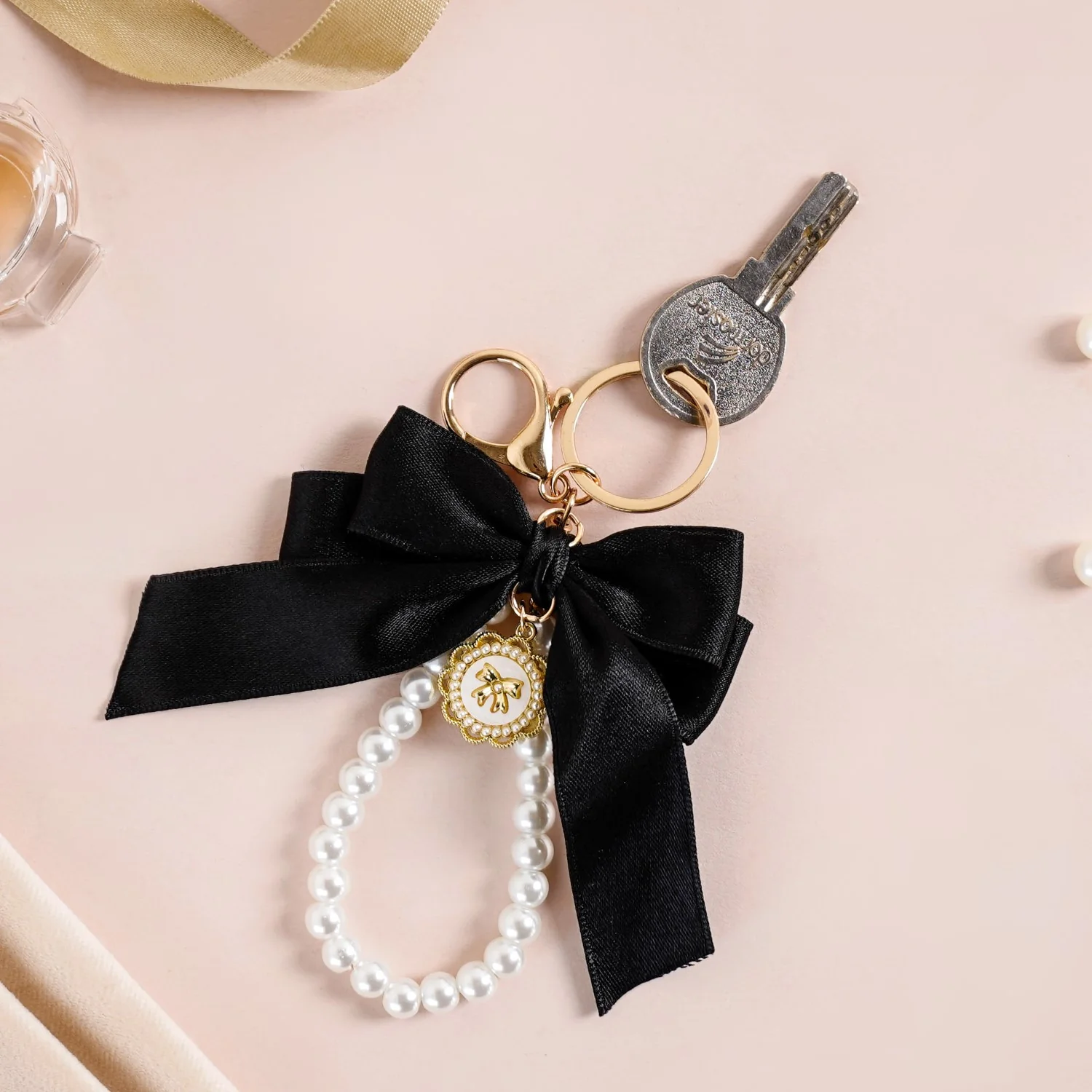 Black Beauty Bow Charm Keychain - Image 3