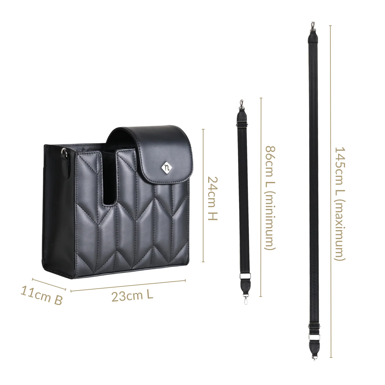 Black Crossbody Bag For Bottles - Image 4