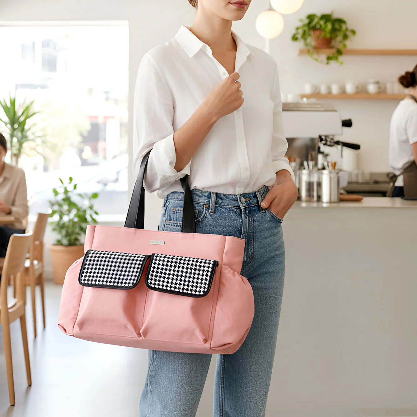 Black Pink Carry All Canvas Tote Bag - Image 3