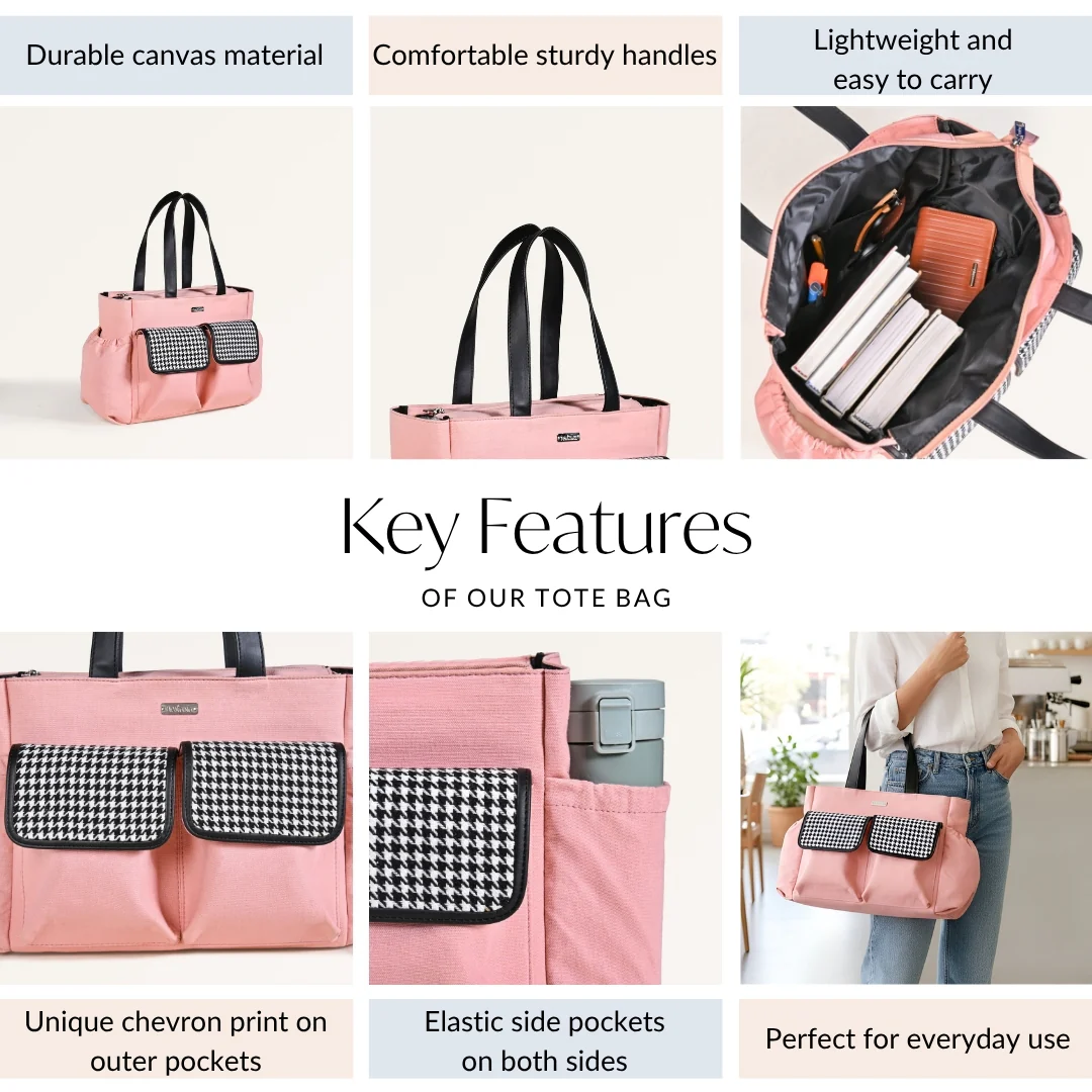Black Pink Carry All Canvas Tote Bag - Image 5