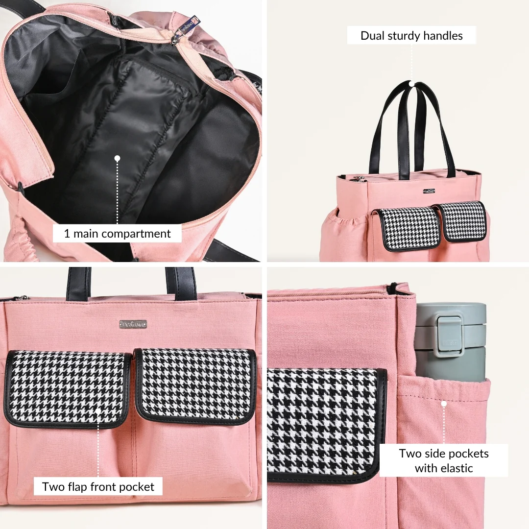 Black Pink Carry All Canvas Tote Bag - Image 6