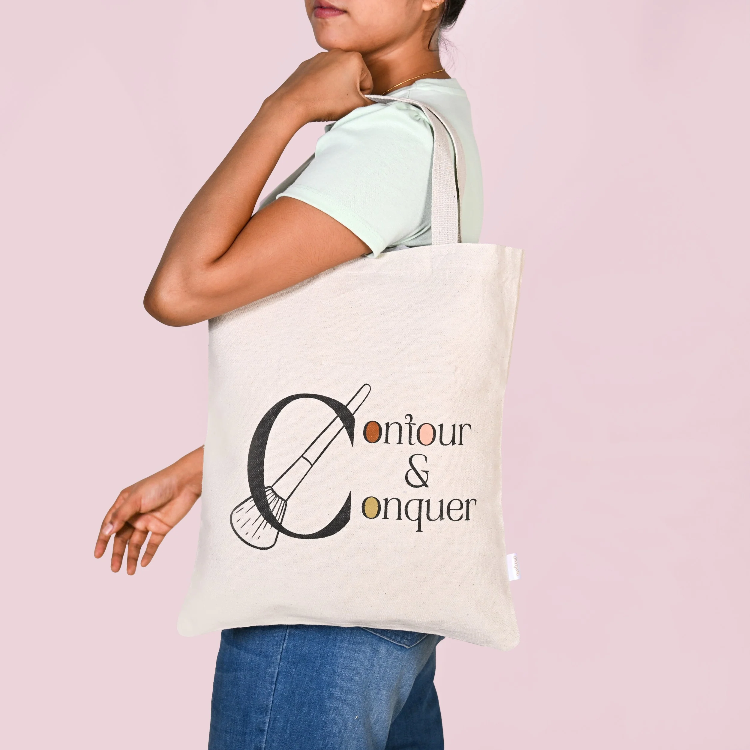 Blend And Contour Canvas Tote Bag For Women Set Of 2 - Image 3