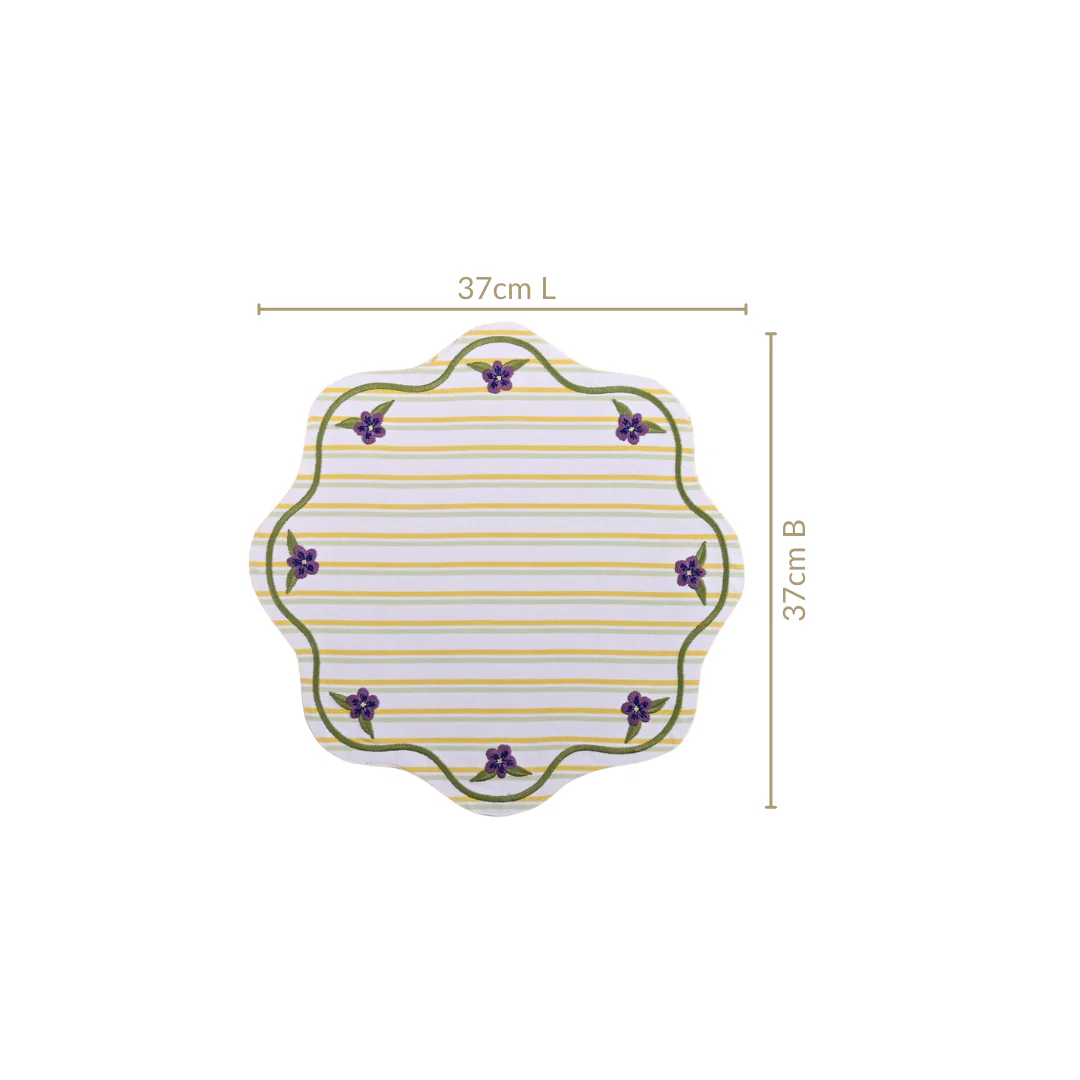 Bloom Lines Cotton Embroidered Table Mat Set Of 6 - Image 4