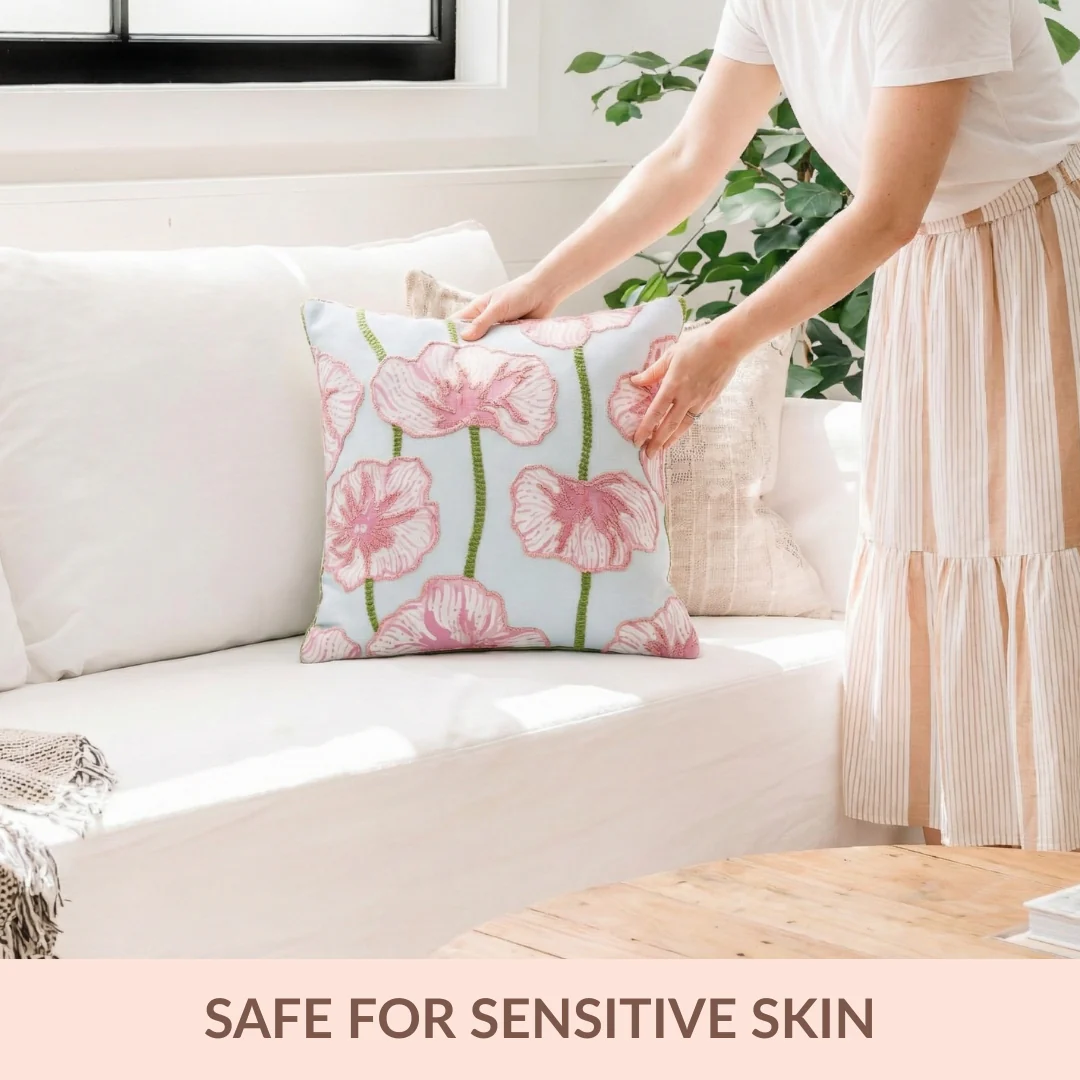 Blooming Blush Embroidered Cotton Cushion Cover 40x40cm - Image 2