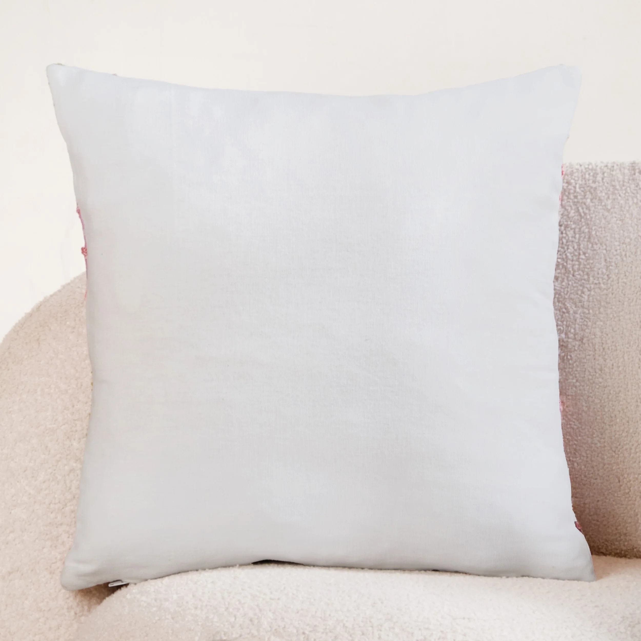 Blooming Blush Embroidered Cotton Cushion Cover 40x40cm - Image 9