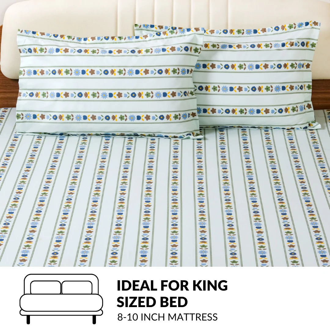 Blooming Garden Pure Cotton King Size Bedding Set 275x275cm - Image 7