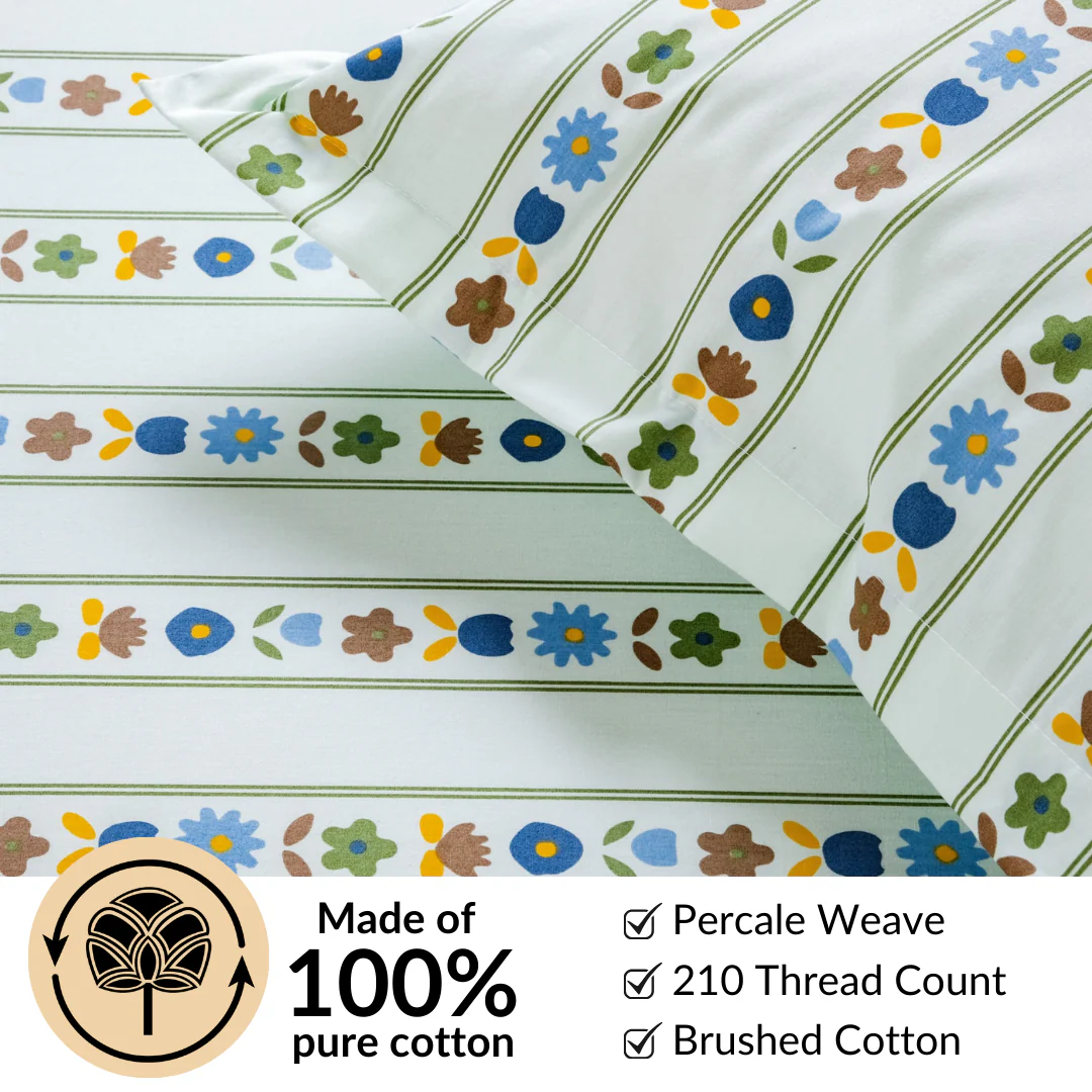 Blooming Garden Pure Cotton Queen Size Bedding Set 254x229cm - Image 6