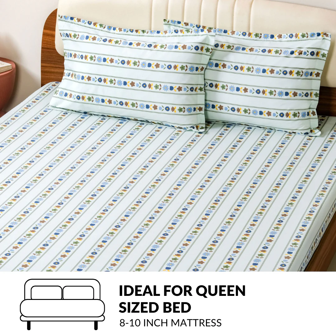 Blooming Garden Pure Cotton Queen Size Bedding Set 254x229cm - Image 7