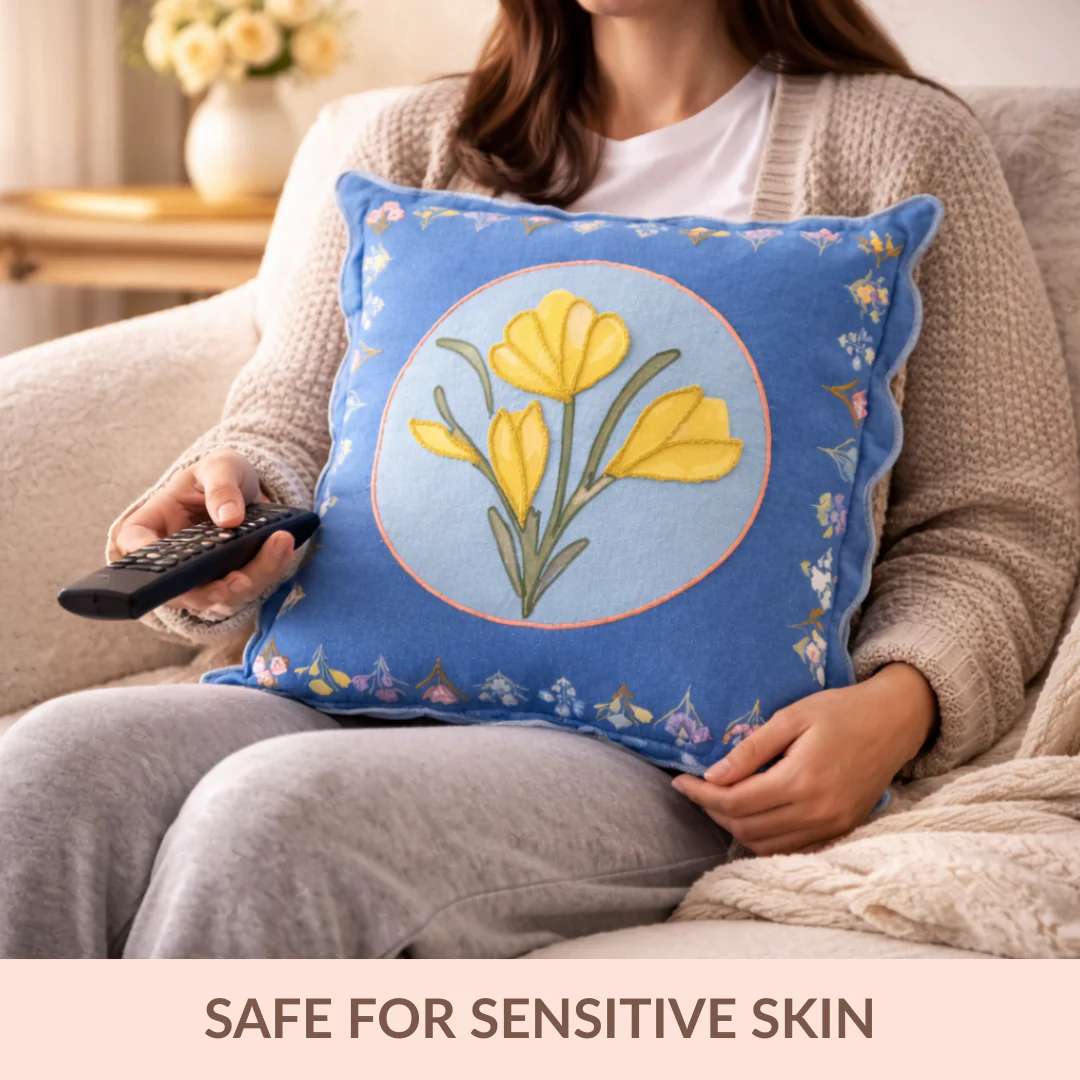 Bloom Era Blue Courtyard Cotton Cushion Cover 43x43cm - Image 5