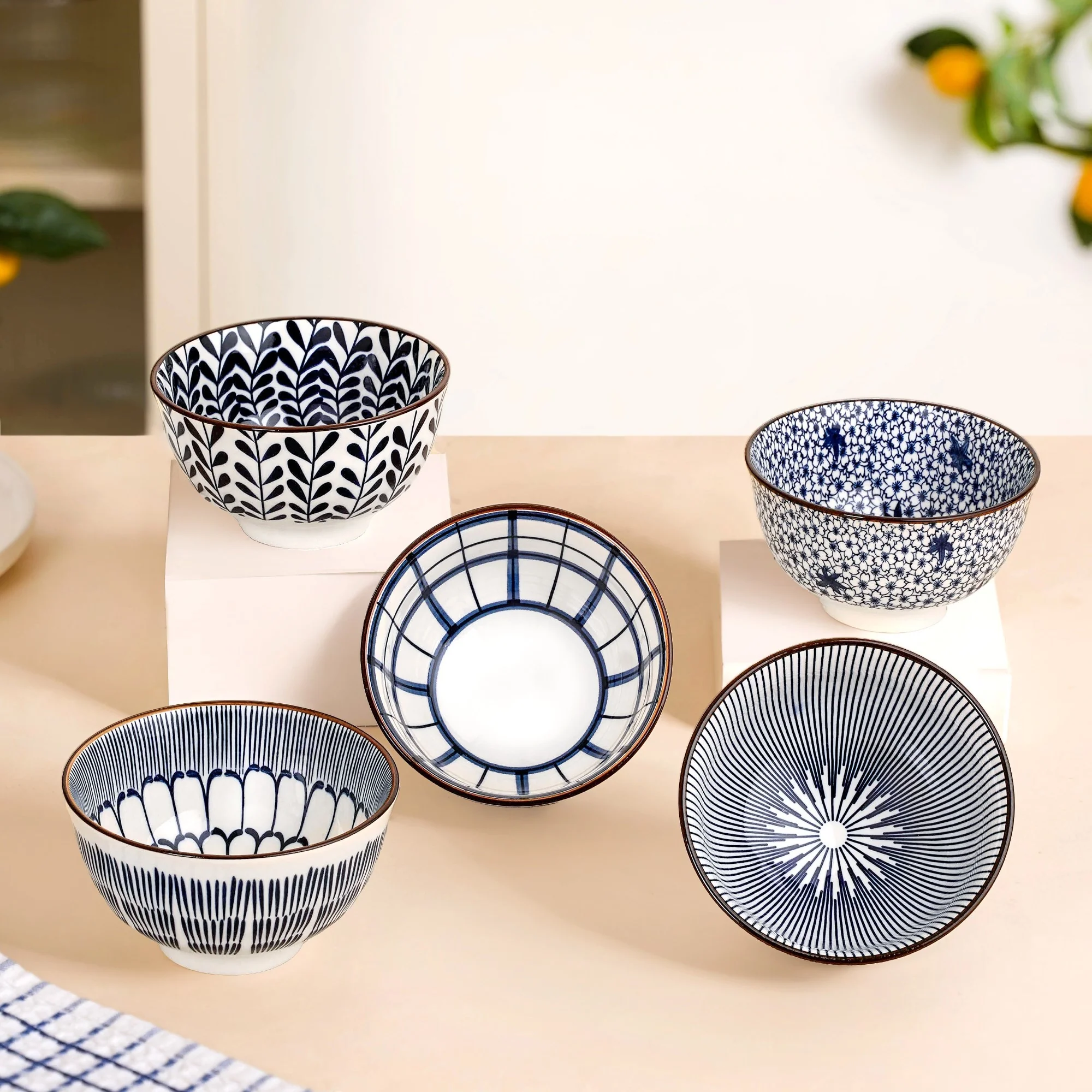 Blue Hue Ceramic Snack Bowl Set Of 5 350ml - Image 2
