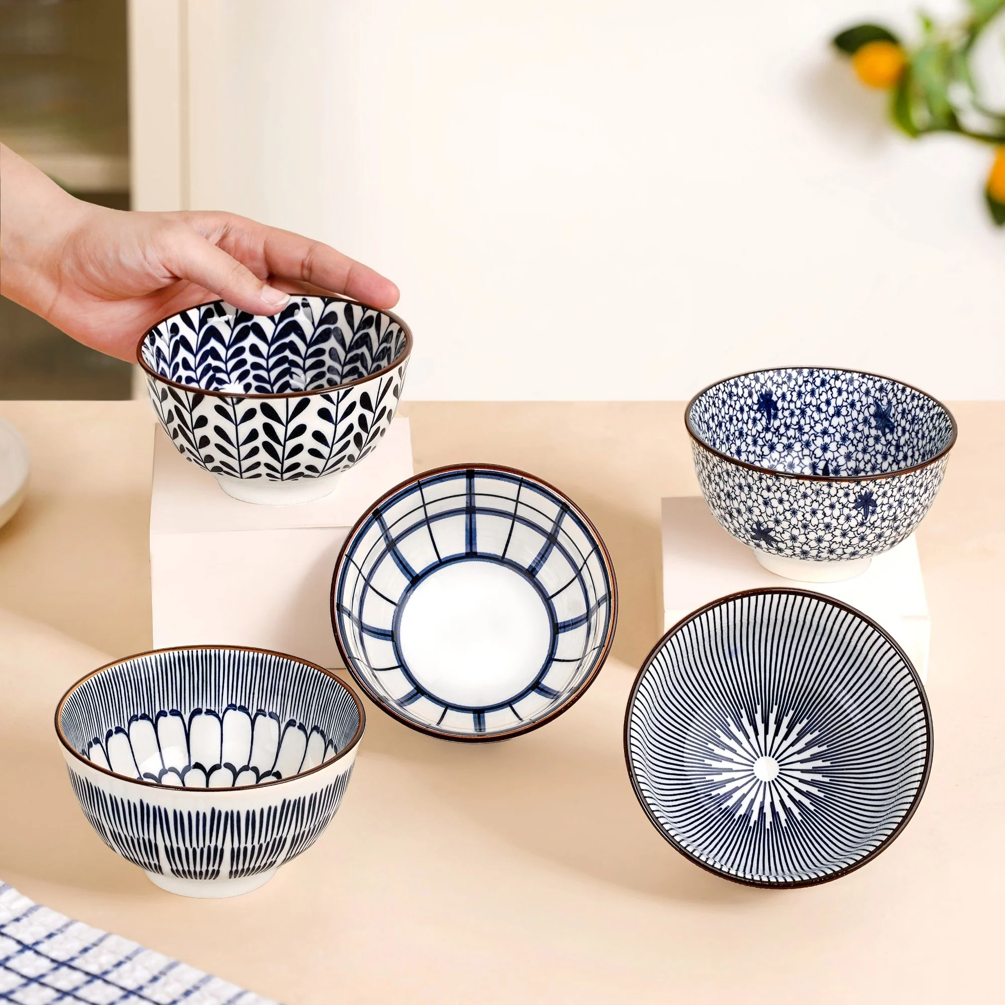 Blue Hue Ceramic Snack Bowl Set Of 5 350ml - Image 3