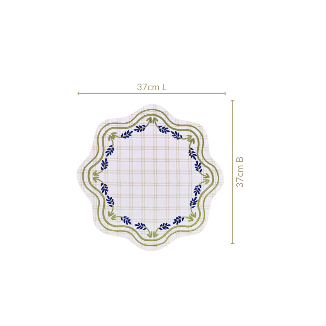Blue Ivy Cotton Embroidered Table Mat Set Of 6 - Image 4