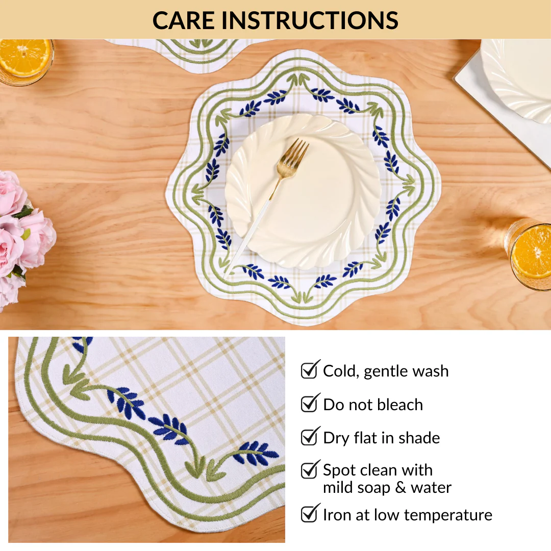 Blue Ivy Cotton Embroidered Table Mat Set Of 6 - Image 7