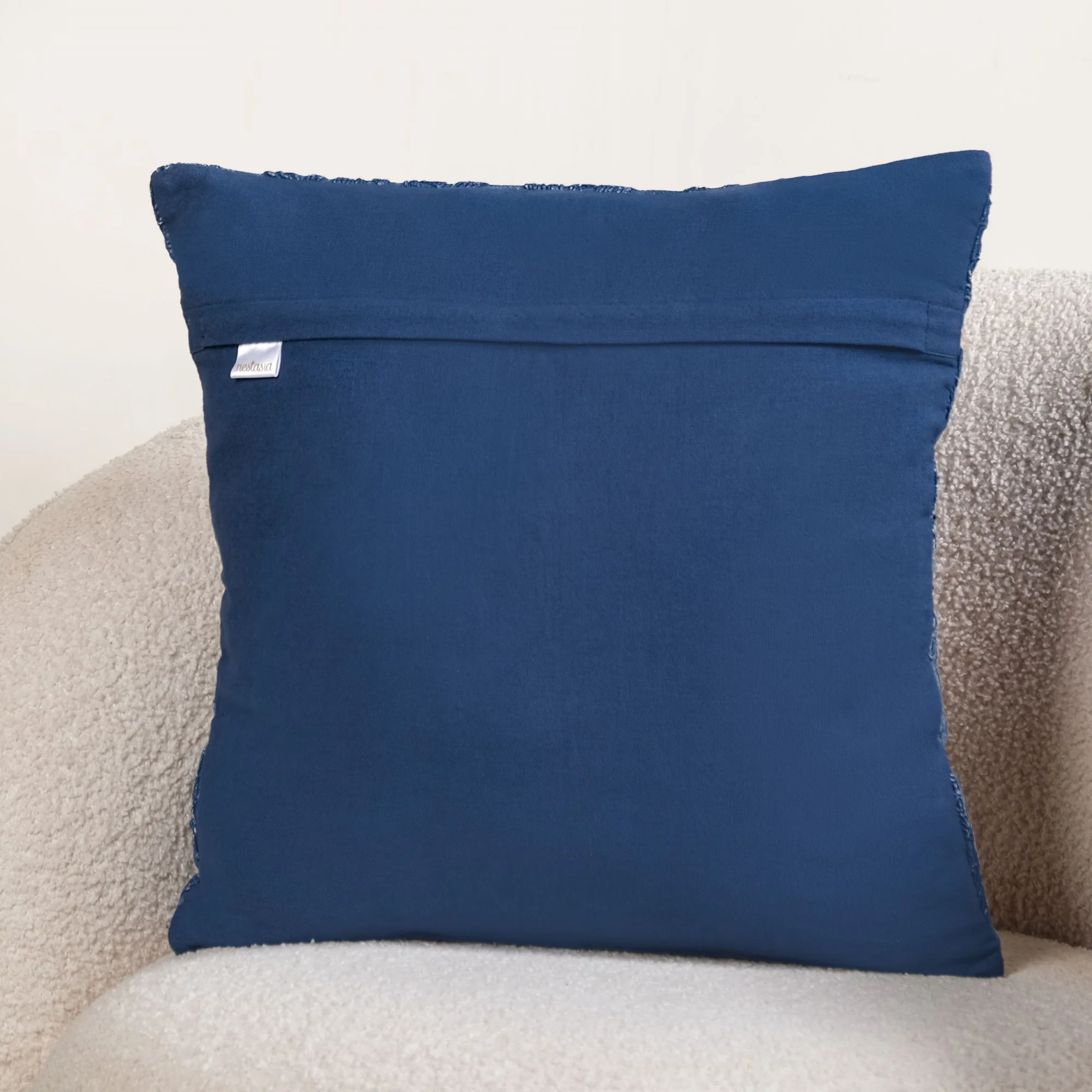 Blue Stonewash Embroidered Cotton Cushion Cover 40x40cm - Image 6