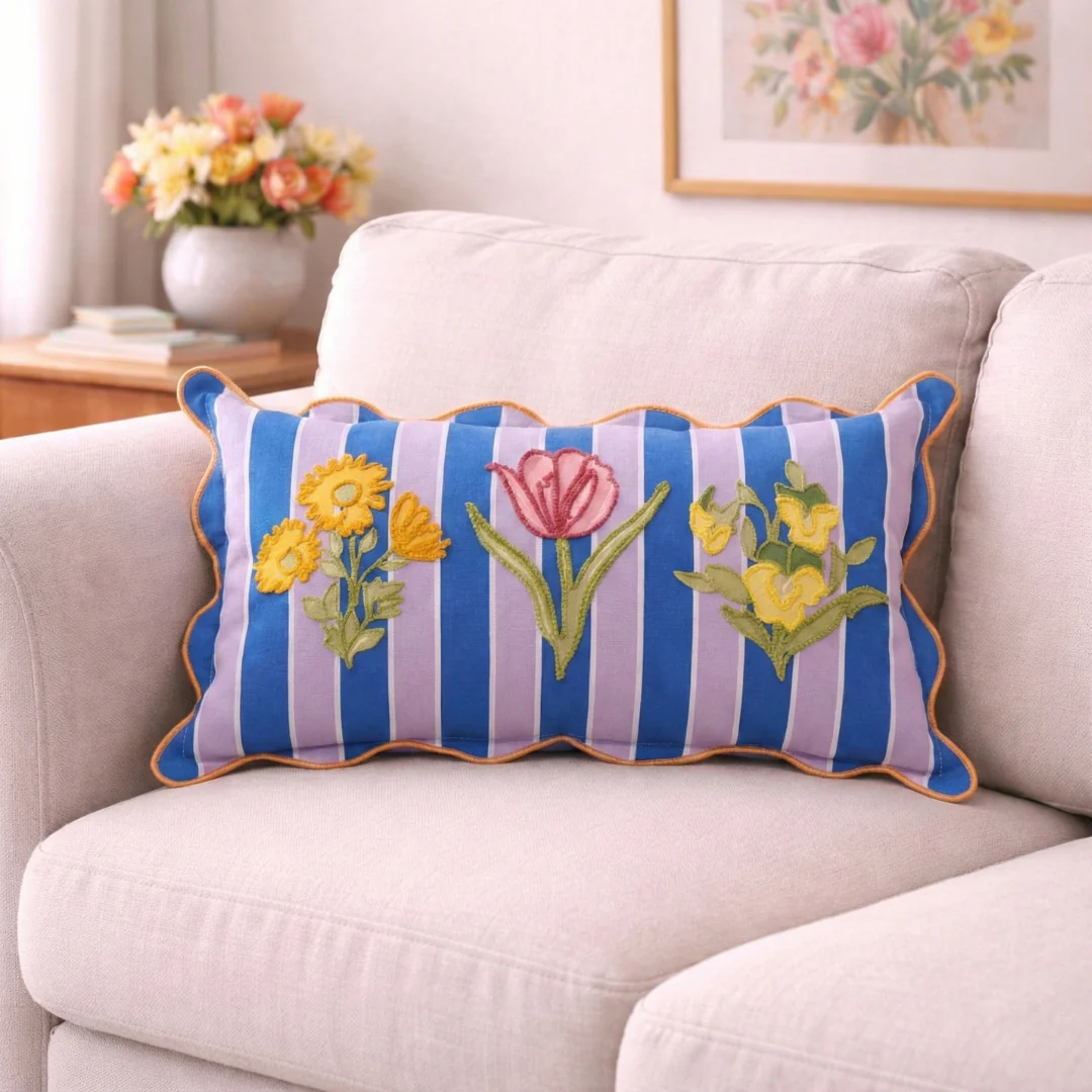 Bloom Era Striped Cotton Cushion Cover 50x30cm - Image 7