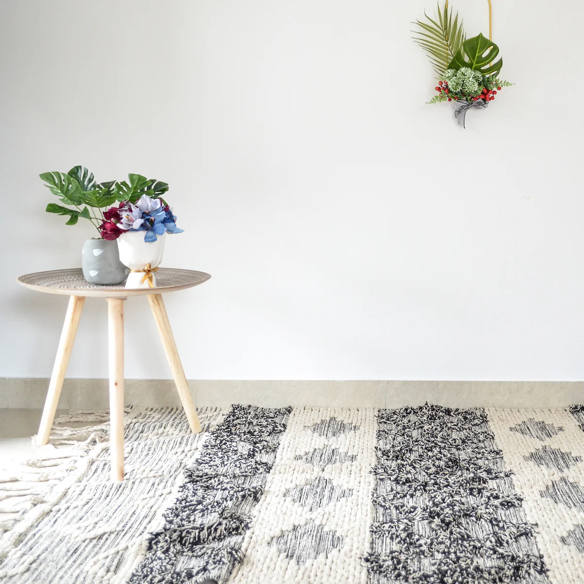 BOHO Arna Hand Woven Rug - White & Dark Grey - Image 9