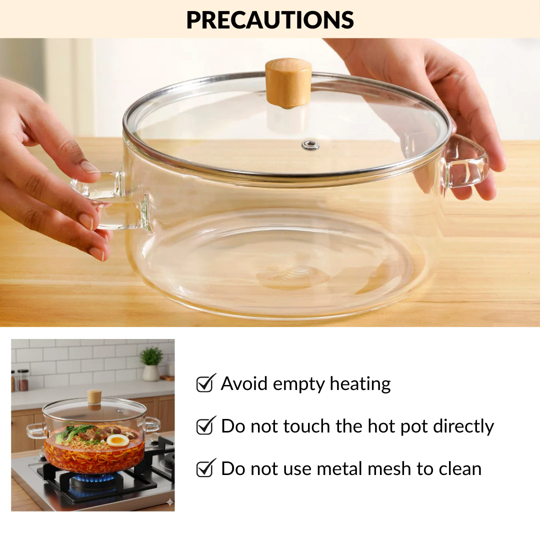 Borosilicate Glass Cooking Pot With Lid 2500ml - Image 7