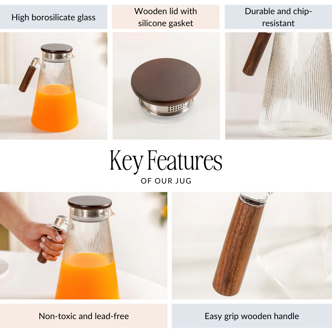 Borosilicate Glass Fluted Lemonade Jug With Lid 1800ml - Image 3