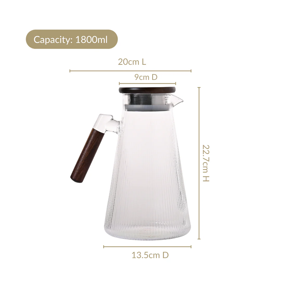 Borosilicate Glass Fluted Lemonade Jug With Lid 1800ml - Image 4