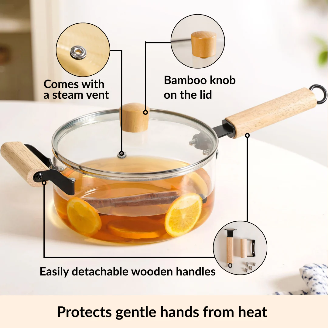 Borosilicate Glass Saucepan With Lid 2500ml - Image 3