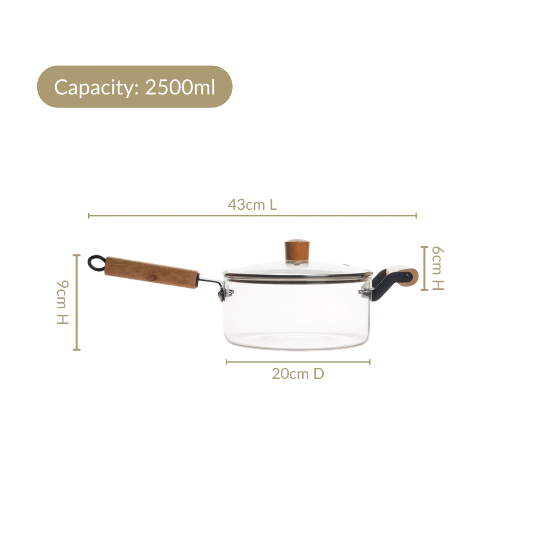 Borosilicate Glass Saucepan With Lid 2500ml - Image 4