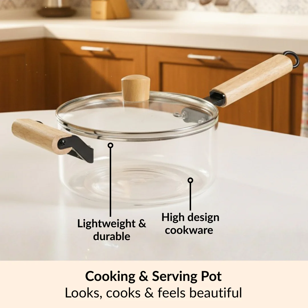 Borosilicate Glass Saucepan With Lid 2500ml - Image 5