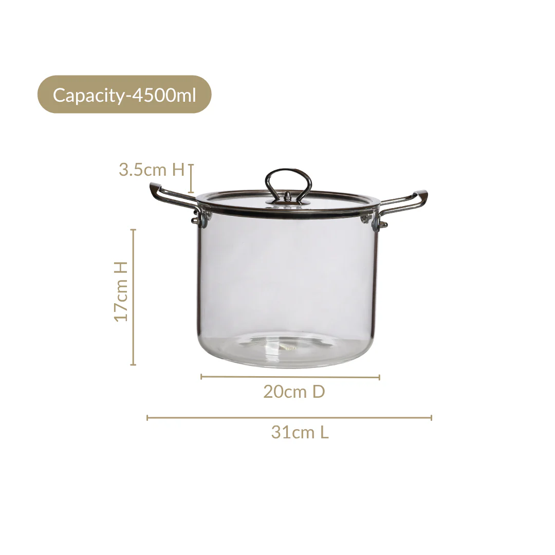 Borosilicate Pasta Cooking Pot With Metal Grip Large 4500ml - Image 3