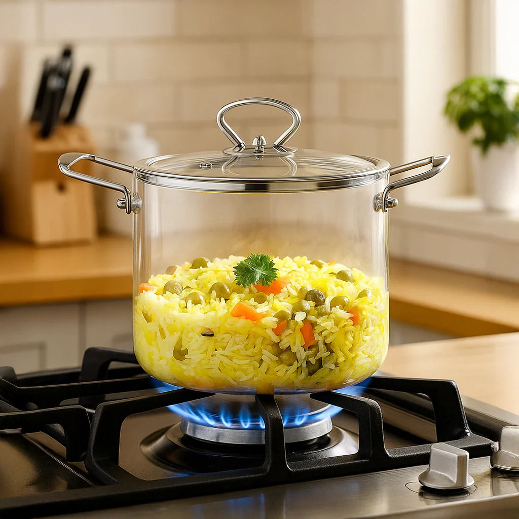 Borosilicate Pasta Cooking Pot With Metal Grip Large 4500ml - Image 5