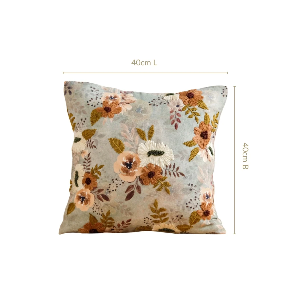 Botanical Breeze Embroidered Cushion Cover 40x40cm - Image 3