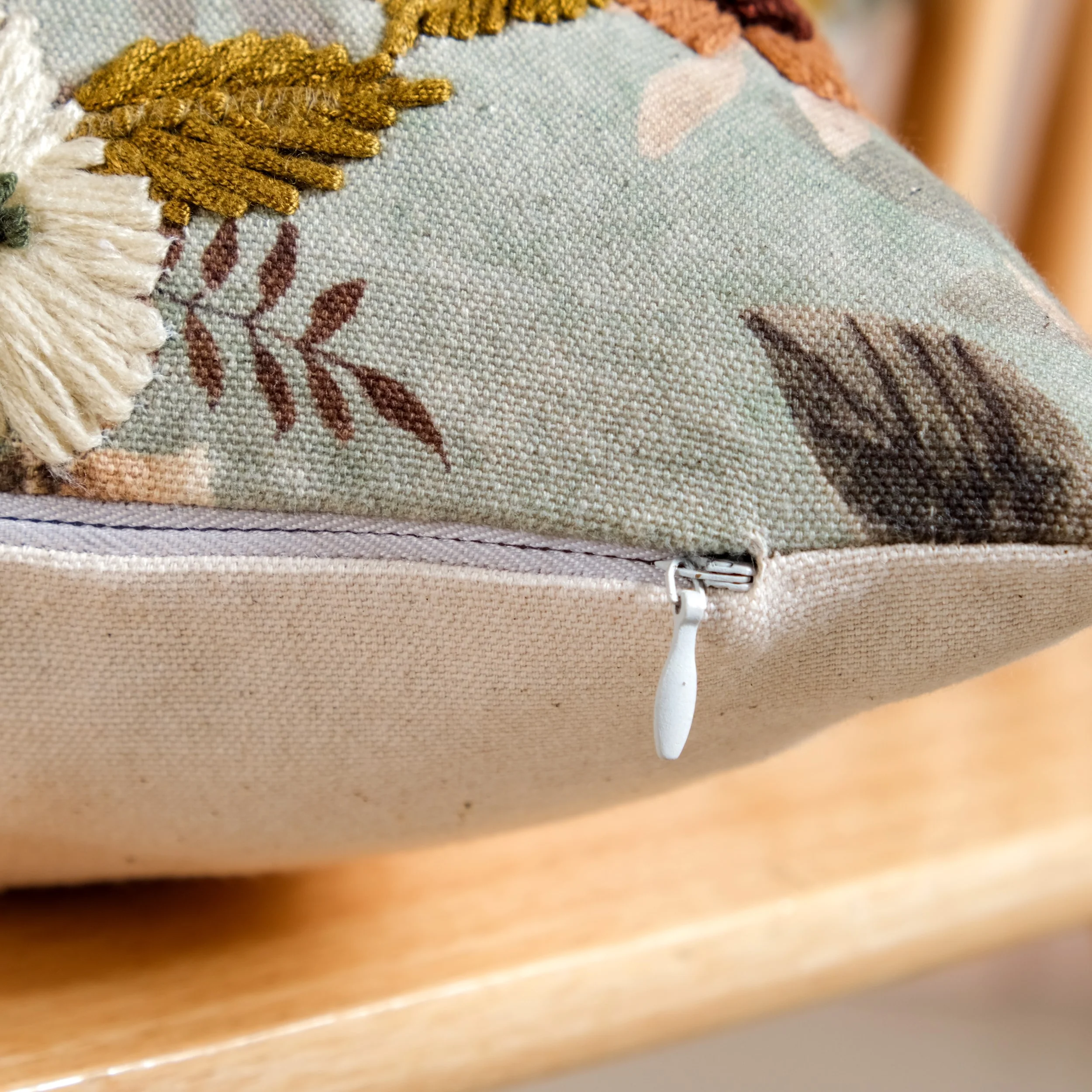 Botanical Breeze Embroidered Cushion Cover 40x40cm - Image 6