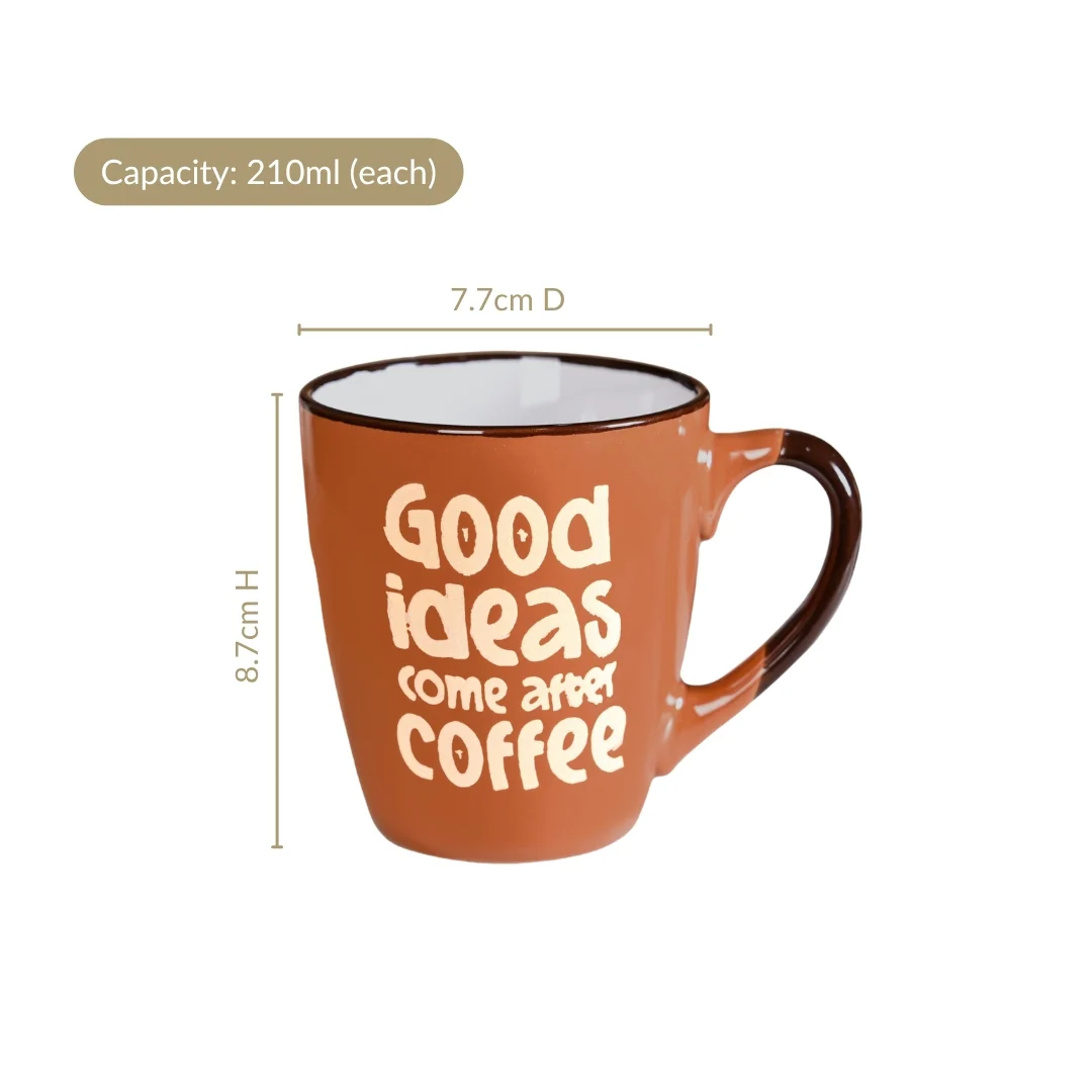 BrewTopia Ceramic Coffee Mug Set Of 4 210ml - Image 3