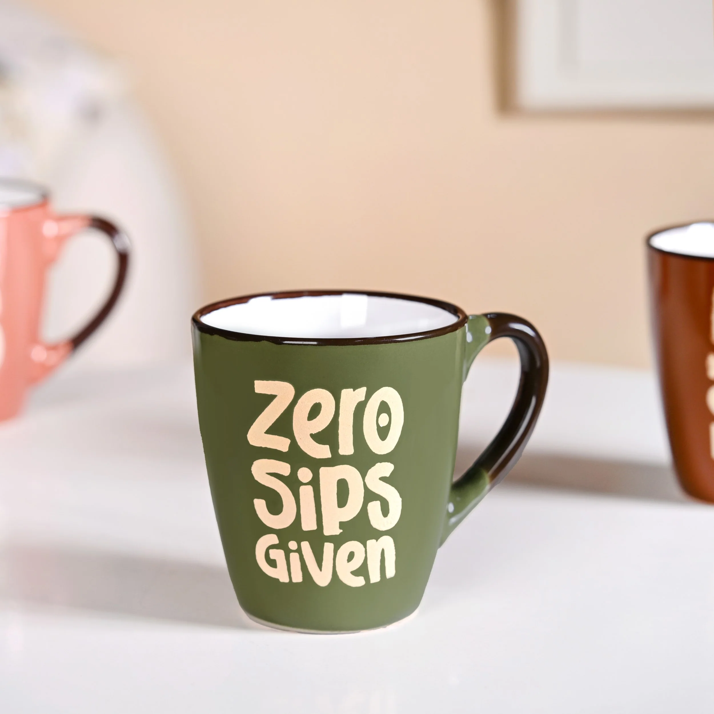 BrewTopia Ceramic Coffee Mug Set Of 4 210ml - Image 5