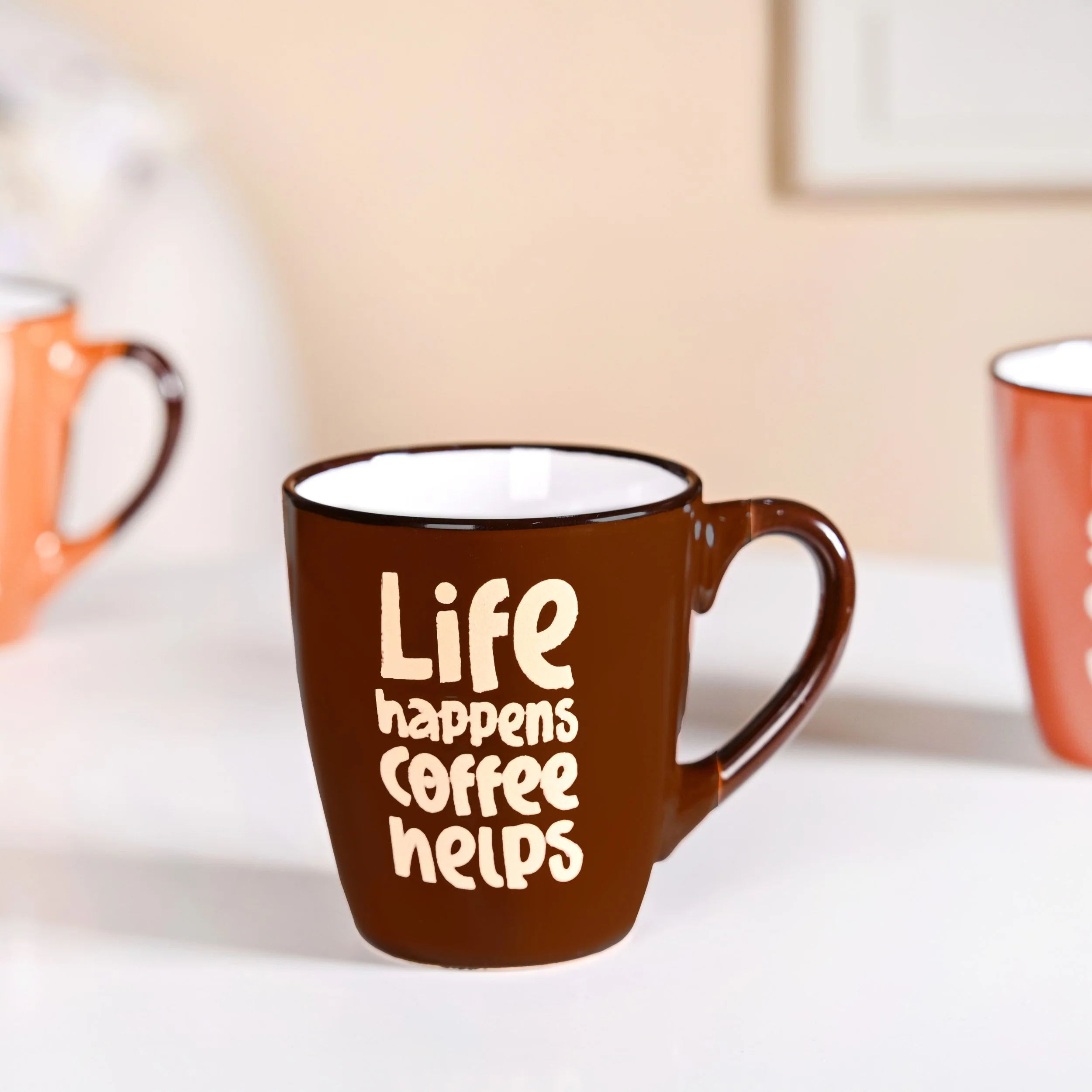 BrewTopia Ceramic Coffee Mug Set Of 4 210ml - Image 7