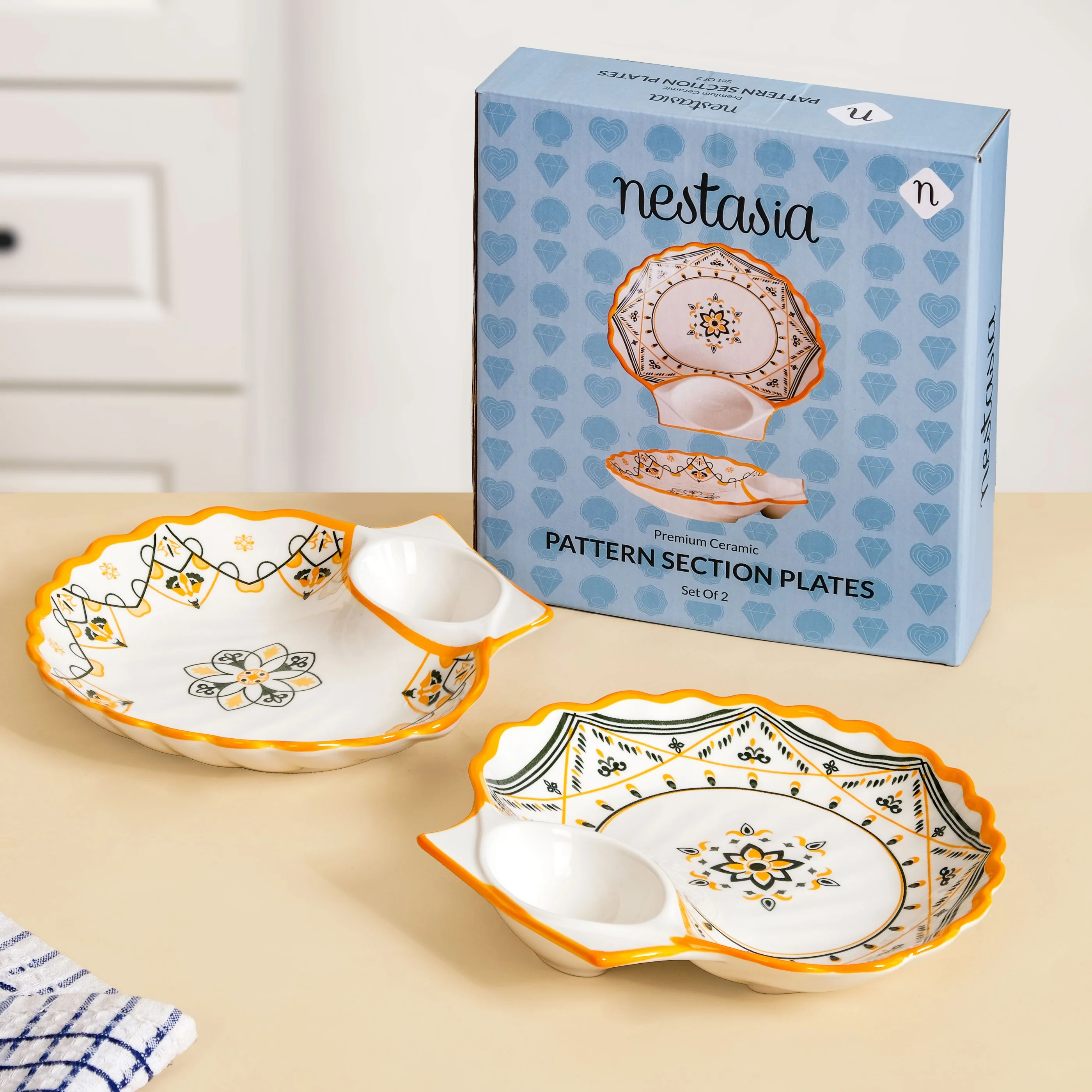 Bright Bloom Ceramic Section Plate Set Of 2 - Image 2