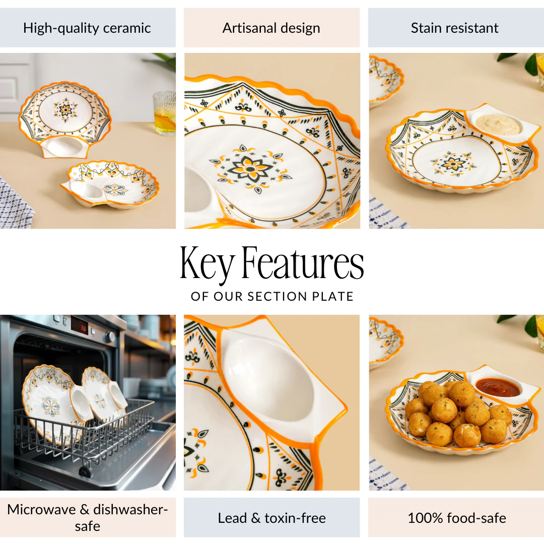Bright Bloom Ceramic Section Plate Set Of 2 - Image 5