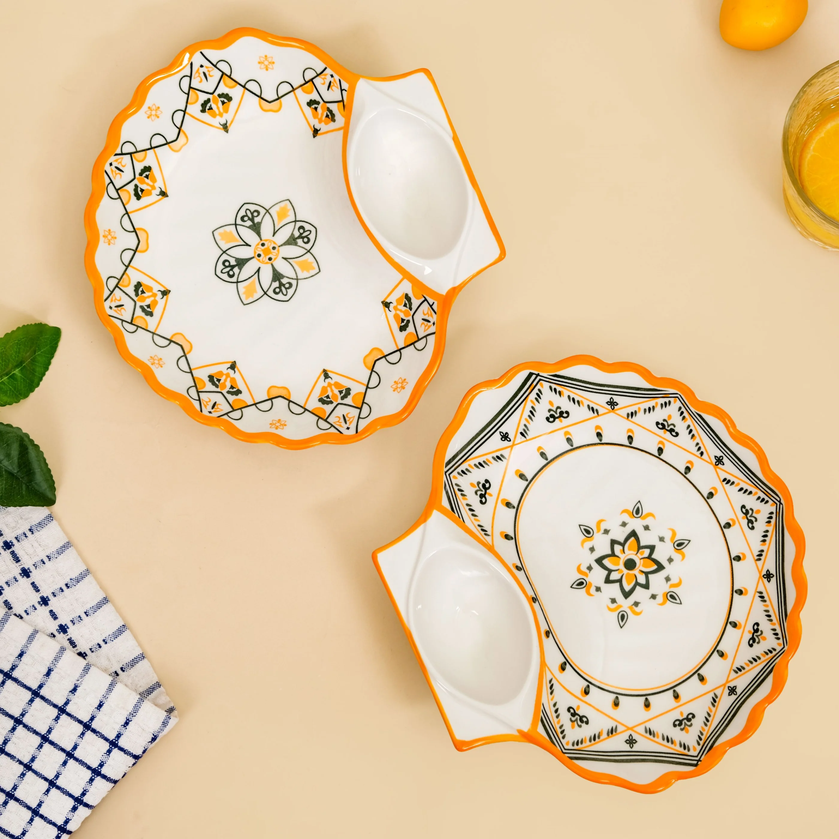 Bright Bloom Ceramic Section Plate Set Of 2 - Image 7