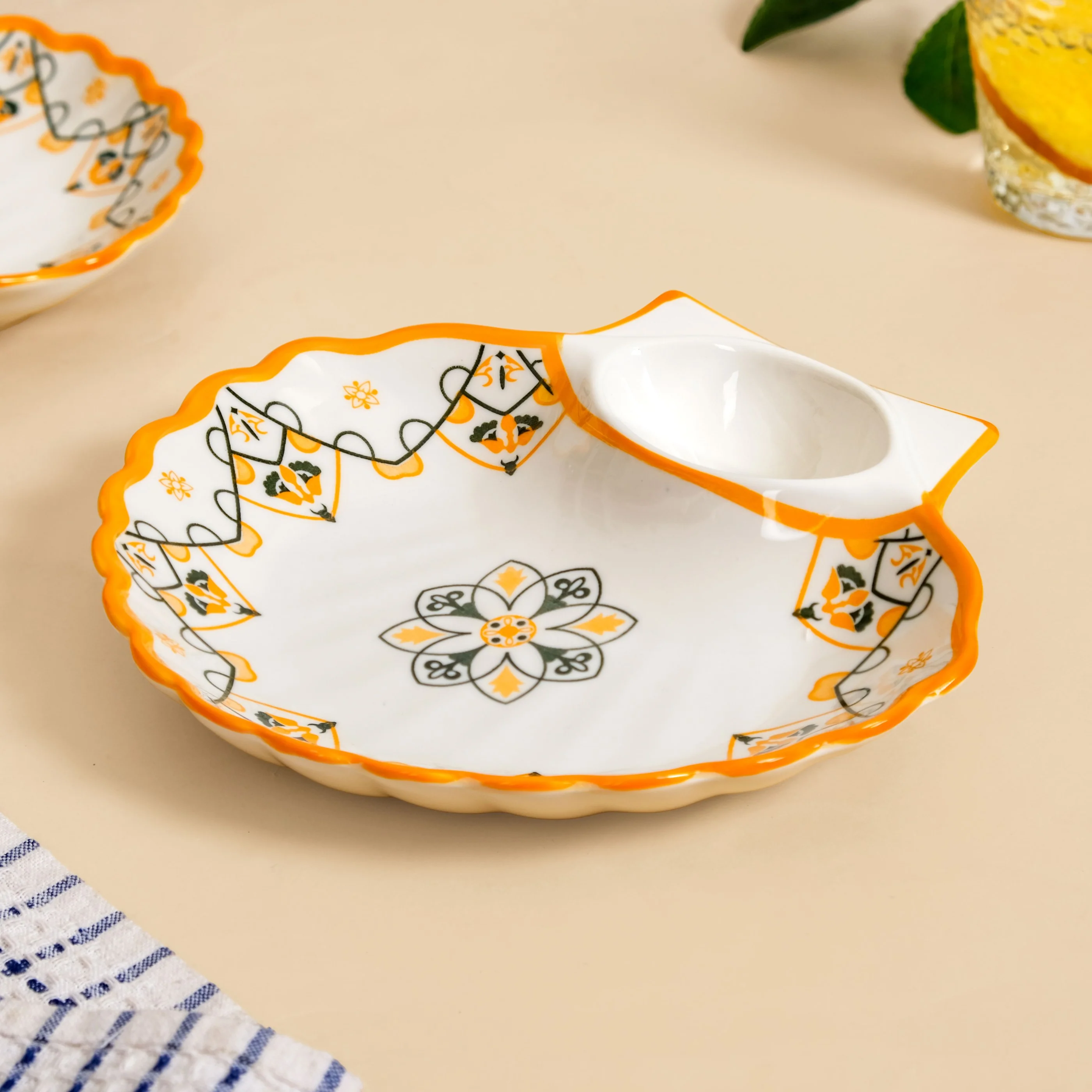 Bright Bloom Ceramic Section Plate Set Of 2 - Image 9
