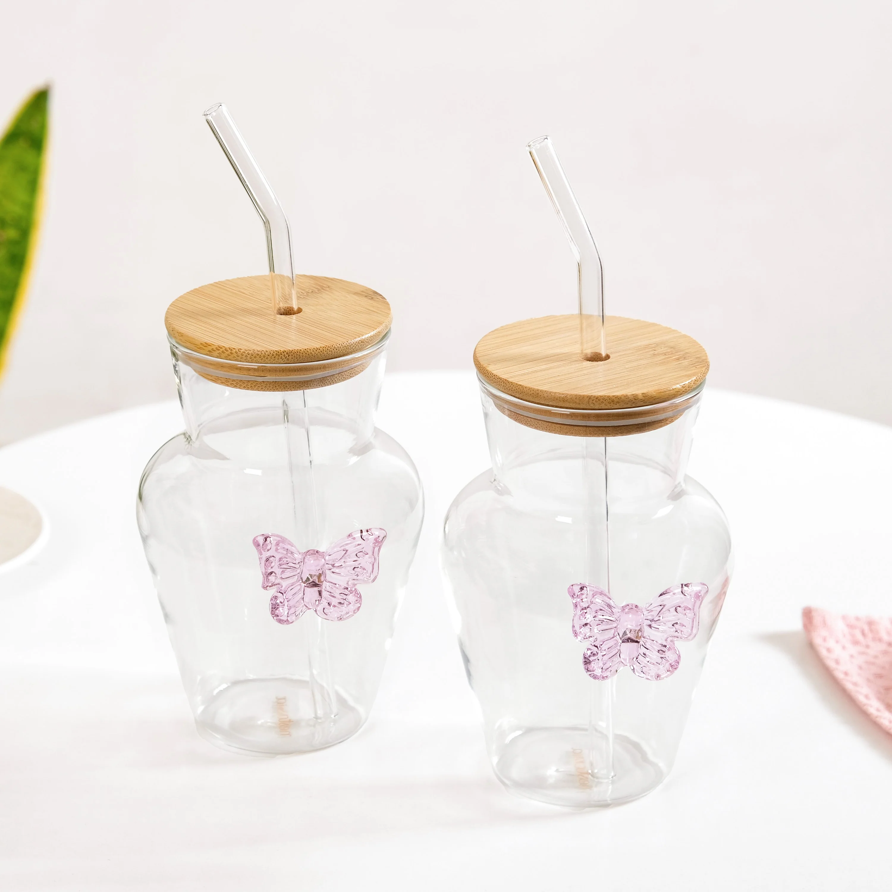 Butterfly Borosilicate Tumbler With Straw Set Of 2 500ml - Image 9