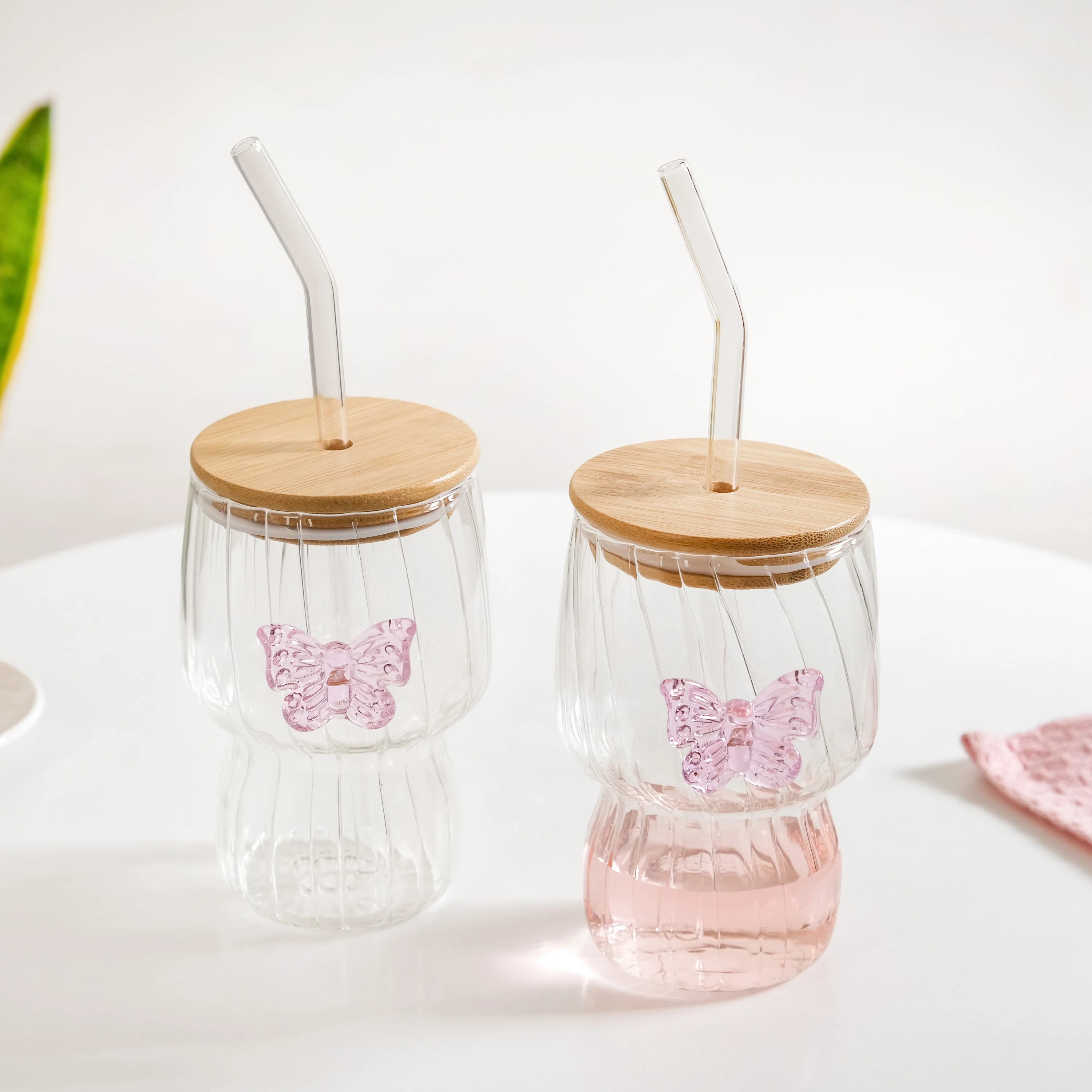 Butterfly Flutter Borosilicate Tumbler With Straw Set Of 2 500ml - Image 5