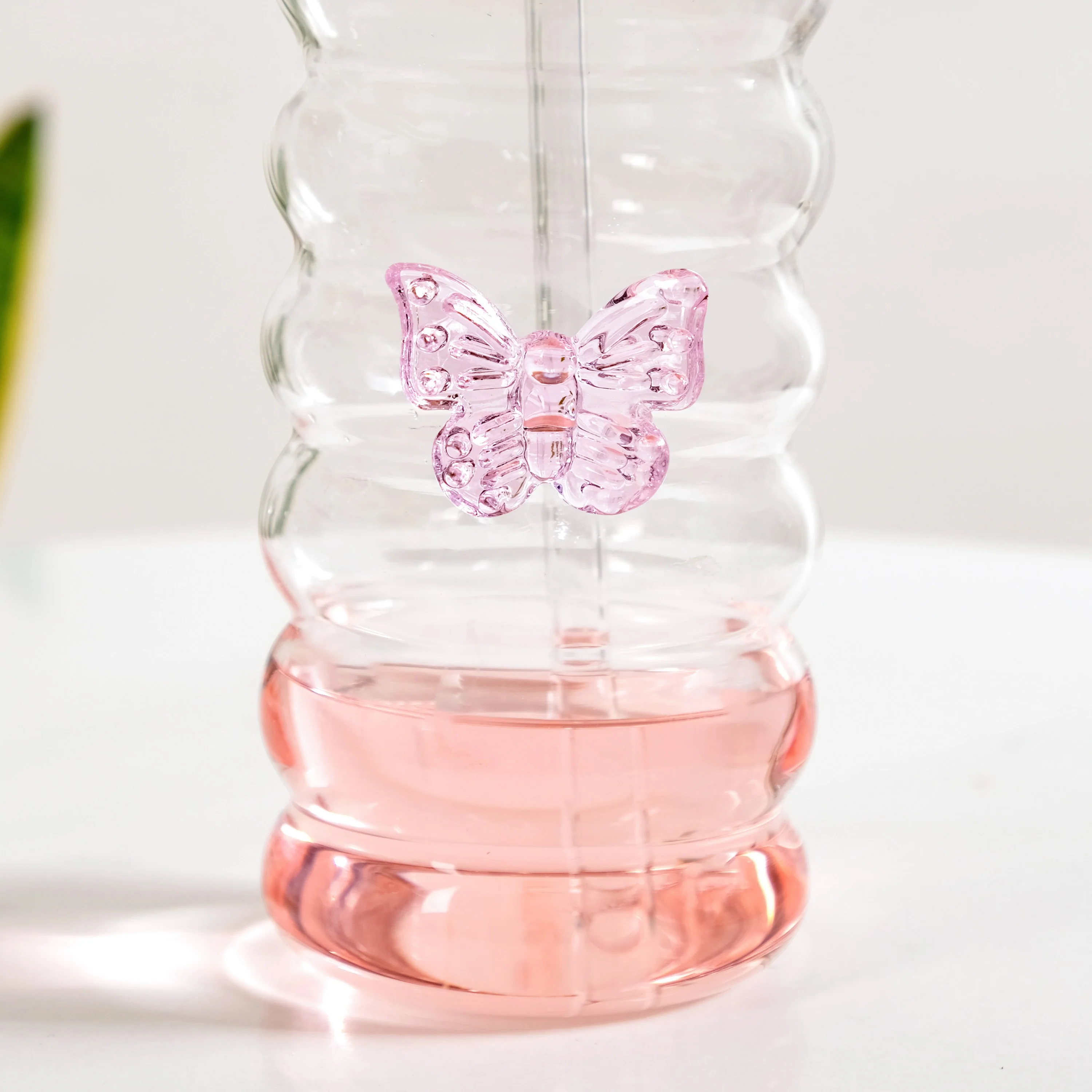 Butterfly Glass Tumbler With Straw Set Of 2 500ml - Image 8