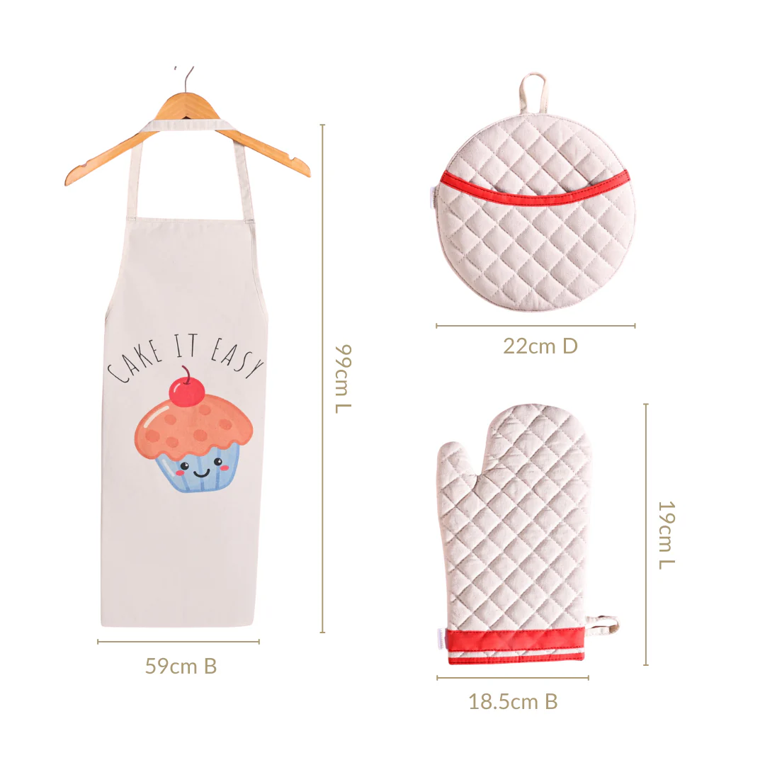 Cake It Easy Apron Mitten Pot Holder Set Of 3 - Image 3