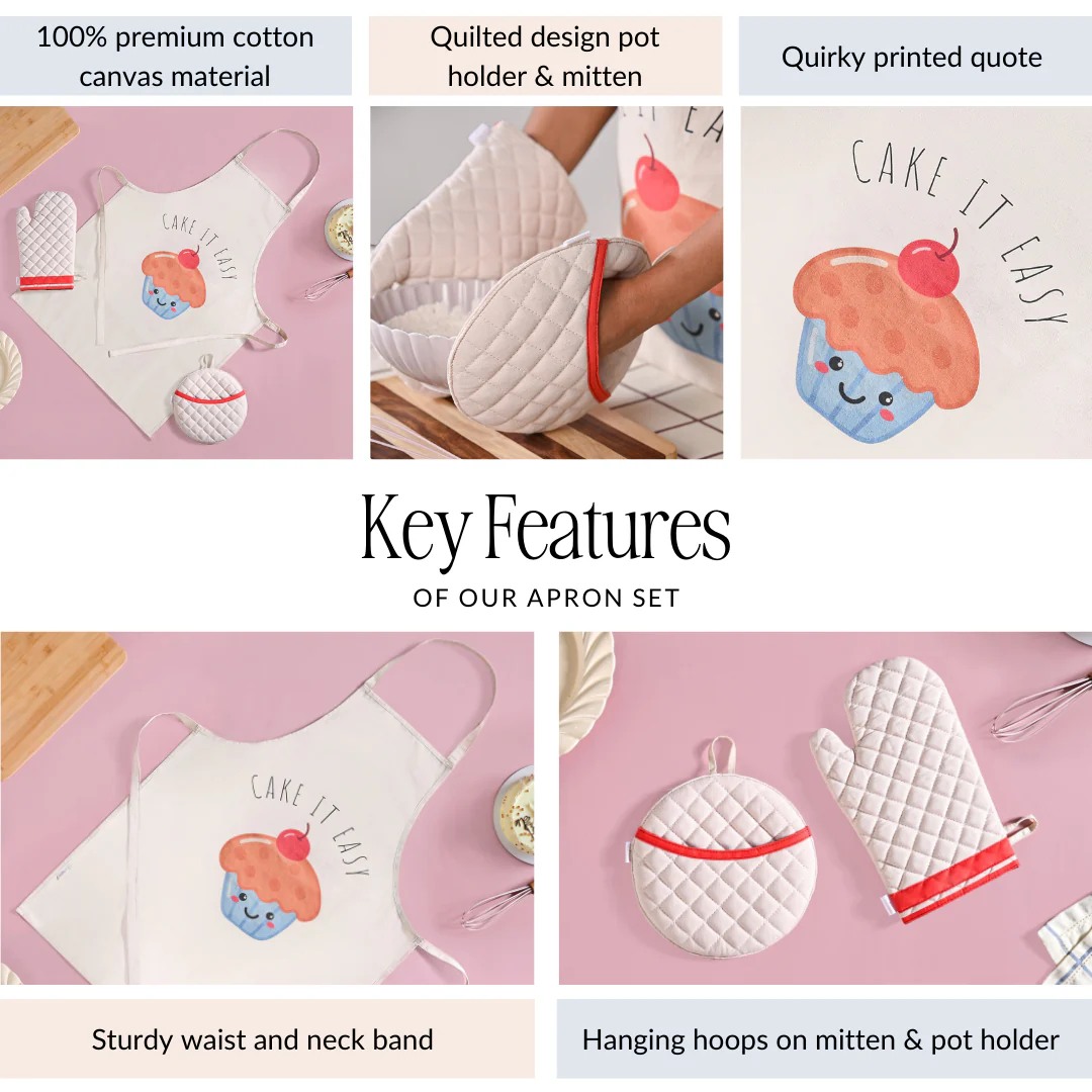 Cake It Easy Apron Mitten Pot Holder Set Of 3 - Image 4
